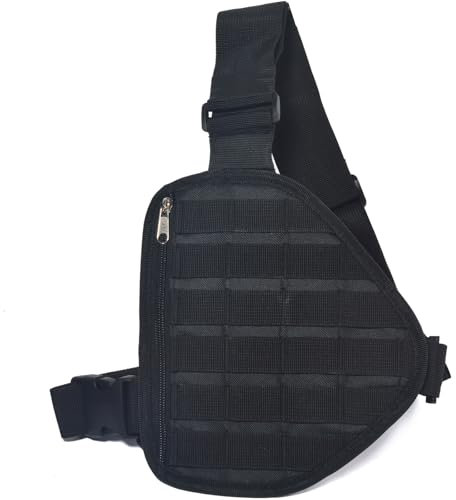 HYS Chest Harness with Molle, Portable Tactical Vest Chest Bag Compatible with Outdoor Sports Hiking Camping Mountaineering Trekking