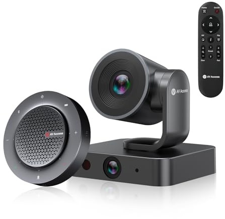 All-in-One Conference System: 4K Dual Lens Webcam + Bluetooth Speakerphone | AI Framing & Presenter Tracking PTZ Camera, 15x Zoom, 360° Mic, Zoom/Teams/Webex Compatible for Meeting Room