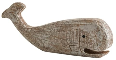 Rersduyt Wooden Whale Sculpture Nautical Decoration Housewarming Gift Desk Statue Entrance Office Wooden Animal Statue
