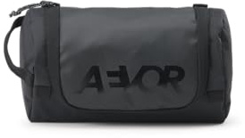 AEVOR Wash Pack Proof Schwarz | Kulturbeutel zum Aufhängen, 3 L, 26 x 14 x 13 cm, 220 g, wasserdicht, mit Spiegel, Duschbeutel & Zahnbürstenfach