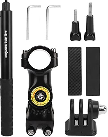 GLOGLOW Bike Handlebar Camera Clamp Pipe, Helmet Cameras Alloy Shockproof Bike Handlebar Clamp Pipe Holder Mount Motorcycle Guard Bar Bracket with Selfie Stick for Most