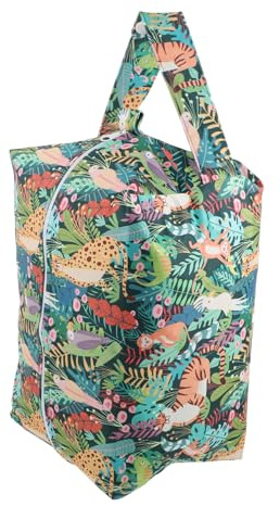 Gogogmee Tragbare Windeltasche mit Tragegriff Kleine Multifunktionale Aufbewahrungstasche aus Polyester für Babywindeln und Feuchttücher Cartoon Design für Unterwegs