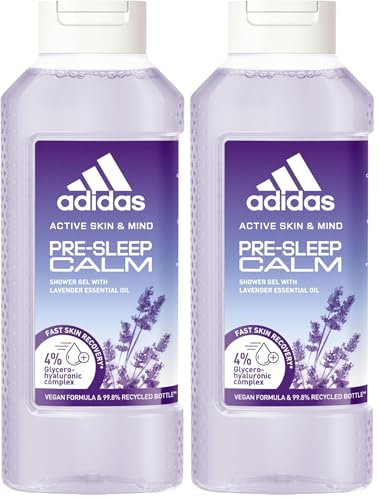 adidas Active Skin & Mind Pre-Sleep Calm Shower Gel, Duschgel für Damen und Herren, 400 ml - Unisex (Packung mit 2)