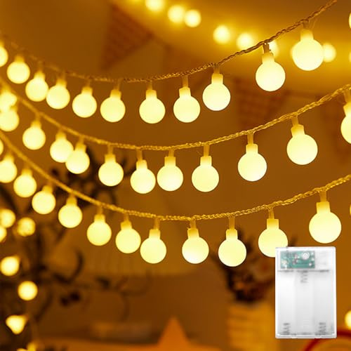 Kaleora LED Lichterkette, 2M 20 LED Lichterkette Kugeln Batteriebetrieben, Warmweiß Kugel Lichterketten für Weihnachten, Hochzeit, Party, Balkon, Camping, Kinderzimmer, Innen & Außen