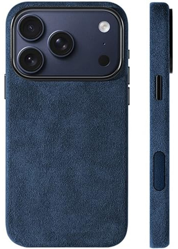 Alcantara Suede Case for iPhone 17 Pro Max, Compatible with MagSafe Lightweight Protective Cover with Full Wrap Lining, Blue