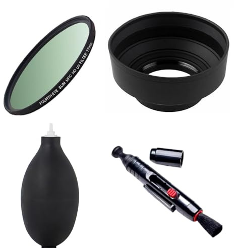 Kamera-Objektiv-Zubehör-Set, 37 mm, schmal, MRC, HD, UV-Filter, 3-stufige faltbare Gegenlichtblende, Reinigungsstift, Luftgebläse für Meyer-Optik Gorlitz Trioplan 35+ 35 mm f/2.8 Objektiv