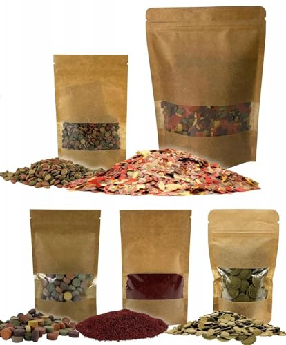 Aquarium Fischfutter Set 5 Sorten 300g – Flocken, Granulat, Tabletten, Algen Wafers mit Spirulina – Fischfutter für Zierfische, Bodenfische und Garnelen