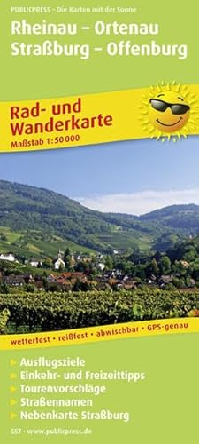 Rheinau - Ortenau - Straßburg - Offenburg: Rad- und Wanderkarte mit Ausflugszielen, Einkehr- & Freizeittipps und Nebenkarte Straßburg, wetterfest, ... GPS-genau (Rad- und Wanderkarte / RuWK)