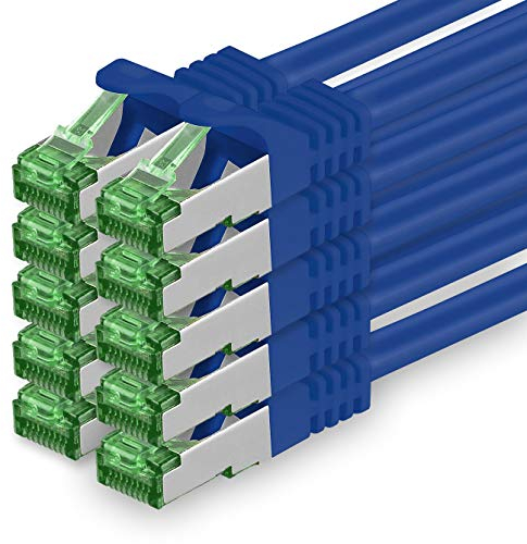 1aTTack.de Câble Réseau Cat7 Cat 7 10 GB/s - 10x 0,5m - RJ45 Ethernet LAN DSL Routeur Modem - Bleu