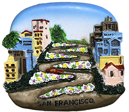 Lombard Street San Francisco USA 3D-Kühlschrankmagnet Reiseaufkleber Souvenirs Sammlung, Heim- und Küchendekoration, USA Kühlschrankmagnet aus China
