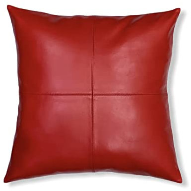 Aaron Craft Zierkissen Kissenbezug, Lammleder 16x16 rot