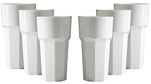 Virtually Glass Unbreakable Reusable Polycarbonate Plastic White Octagon Shaped Tumblers.(340ml/ 12oz to Rim Height 14.4cm, Max Diameter 7.9cm) Solid Gloss look made in UK (6)