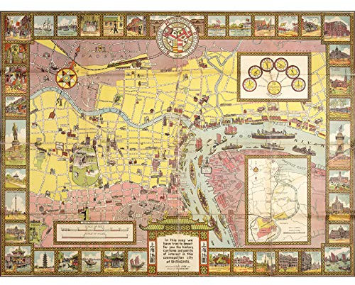 Crow 1935 Bildkarte Shanghai City China Extra großer Kunstdruck Wandbild Poster Premium XL