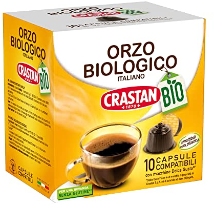 CRASTAN 1870 - Capsule compatibili Dolce Gusto - Orzo Biologico - 1 box da 10 capsule - Naturalmente Privo di Caffeina