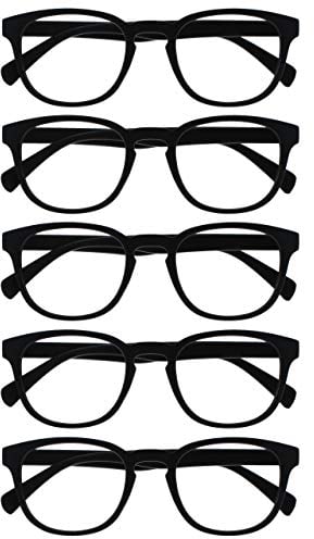 OPULIZE Pop Lesebrille 5er Pack Keck Rund Matt Rahmen Federscharniere Kratzfest Schwarz Herren Damen RRRRR2-1 +2.50