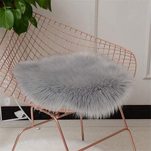 Deike Mild Rund Sitzkissen Faux Lammfell Schaffell Sitzauflage Fell Optik Nachahmung Wolle Teppich Stuhl Sofa Matte (Grau,50cm)