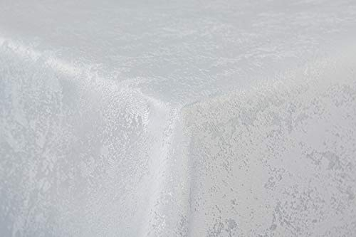 First-Tex Tischdecke Damast Jacquard Brilliant Meliert 135x180 oval in weiß mit gerader Saumkante