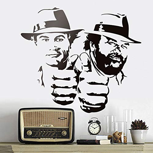 JXFM 76x67cm Benutzerdefinierte Größe und Farbe Bud Spencer und Terrence Hill Wandaufkleber Lustig Lustige Charakter Porträt Vinyl Aufkleber Klassischer Film Charakter Wandbild