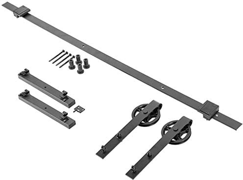 SOTECH Schiebetürbeschlag LOFT 2 m schwarz mit Laufrollen-Ø 120 mm inkl. Soft-Close-Dämpfer Schiebetürsystem mit Aushängesicherung und Bodenführung für Holzschiebetüren