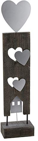 dekorativer Willkommensständer Willkommensstehle HOME-Stele aus Holz in vintage shabby Optik im Landhausstil in verschiedenen Größen und Ausführungen (groß ca. 22 x 12 x 102 cm hoch, Herzen mit Haus)