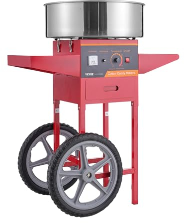 VBENLEM 1000W Zuckerwattemaschine Rot Cotton Candy Machine Zuckerwatten Maschine für Zuhause mit Wagen