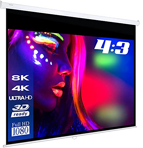 ESMART Professionnel MIROLO Écran de Projection Manuel 280 x 210 cm (138) 4:3 | Écran de projecteur Home cinéma écran Rollo LCD LED