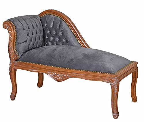Antik Chaiselongue Barocksofa Rokoko Recamiere Grau Braun Holz gepolstert Ottomane Couch cat508g19 Palazzo Exklusiv