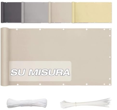 HaiTaoSy Copri Ringhiera Balcone 70x600cm, Telo Balcone Ringhiera in Poliestere, Impermeabile Opaco (424 Larghezze e Lunghezze) Frangivento Recinzione Copertura per Balcone Giardino, Taupe