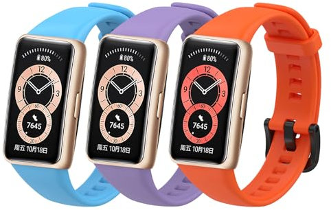 MIJOBS 3 Stück Ersatzband für Huawei Band 6 Wasserdichtes und Atmungsaktives Silikonband Sportarmband Kompatibel mit Huawei Band 6, Honor Band 6 (Kompatibel mit 2 Modellen)