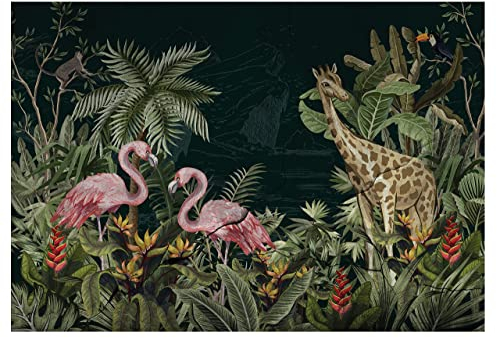 Fototapete Papagei Tiere Dschungel Wohnzimmer Schlafzimmer Wandtapete Vlies Tapete Latexdruck UV-Beständig Geruchsfrei Hohe Auflösung Montagefertig (13931, V8 (368x254 cm) 4 Bahnen)