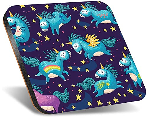 DV DESIGN 1 x Eco Square 12cm Coaster - Unicorn Horses Pattern Horse Unicorns Drink Cup Mug Glass Table Protection Mat #46392