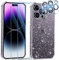 FLLAO Clear Glitter Case Compatible with iPhone 14 Pro Max Case with 2 Pack Tempered Glass Screen Protector and 2 Camera Lens Protector, Crystal Transparent Soft Bumper Silicone Cover