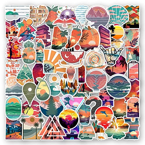 50 Stück Outdoor Aufkleber Wasserflaschen Laptop Telefon Gitarre Skateboard Computer Koffer Fahrrad Vintage Camping Vinyl Stickers Wasserdicht Ästhetisch Aufkleber für Jugendliche Kinder Erwachsene