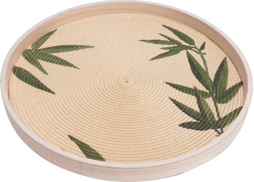 TrendLine Deko Tablett Holz Ø 38 cm natur grün Holz Tablet
