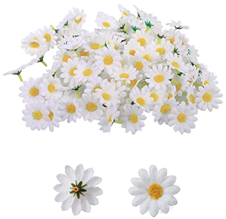 GEFIRE 100 Stück Künstliche Gänseblümchen, Klein Daisy Deko Künstliche Blumen Daisy, Künstliche Blumen Realistische Farben Wiederverwendbar, Ideal für Hochzeitsfeiern und Bastelarbeiten (Weiß)