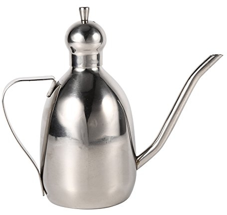 Bottiglia Dispenser per Olio in Acciaio Inossidabile, Pentola per Olio D'oliva con Coperchio e Manico Ergonomico, Pentola per Olio da Cucina da 0,35 Litri, Dispenser per Olio Pratico e Alla Moda per S