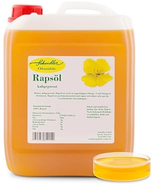 Rapsöl 100% kaltgepresst, 5 Liter Kanister, reines Rapsöl, Pflanzenöl