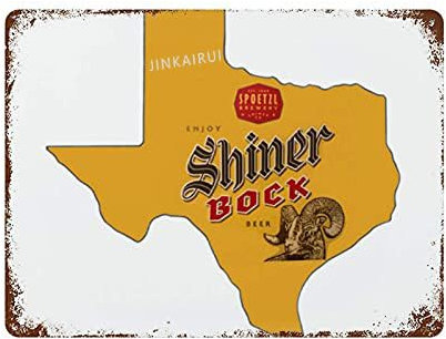 Retro Metall Blechschild Lustig Shiner Bock Beers Texas Spoetzl Malerei Land Wohnzimmer Küche & Bad Schild für Zuhause Höhle Garage Bar Wanddekoration Vintage Metallschild 20,3 x 30,5 cm