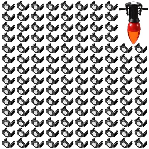 Frienda 200 Stück C9 magnetische Lichtclips für Dachrinnendach, schwarz