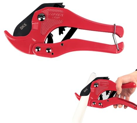 Tagliatubi in PVC 42 mm, Tagliatubi a Cricchetto in Plastica, Cesoie per Tubi in Plastica, Utensile da Taglio per Tubi in PPR PE per Il Taglio di Tubi in PVC, Tubi in PEX, Tubi in Plastica, Lama Nera