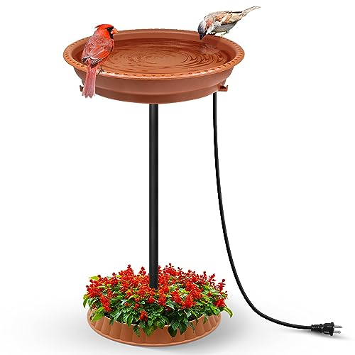 GESAIL Beheizte Vogeltränke, 75 W, thermostatisch gesteuert, leichtes Sockel, Vogeltränke mit Metallpfahl, beheizte Vogeltränke für den Außenbereich für den Winter, Garten, Terrasse, Hof, Dekoration,