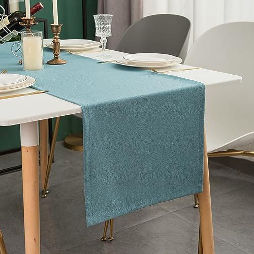 Simurq Tischläufer Abwaschbar – Wasserabweisend - Lotuseffekt | Tischläufer Outdoor - Pflegeleicht | tischläufer blau | Table Runner Tischband (Blau, 30x120 cm)