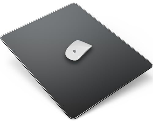 LANGBOHOS Gaming Mouse Pad Hard Mousepad Glass Mouse Pad Waterproof Durable and Ultra Smooth for Fast and Accurate Mouse Control for Office and Gaming (Black-11.81 * 9.45)
