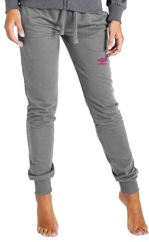 Umbro - Pantaloni Felpati della Tuta Lunghi, Joggers in Caldo Cotone per Donna, Sportivi Ideali per Casa, Palestra, Corsa, attività Sportiva, Jogging e Tempo Libero (L, Grigio)