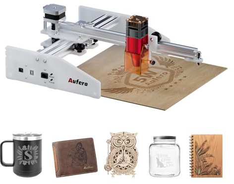 Aufero Laser 1 5W Langer Fokus Diod Lasergravierer, Lasergraviermaschine für Holz/Leder, 180x180mm Gravierfläche, Einsteiger-freundlich Lasergraviermaschine