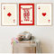 YZNLOQ Lustiges Lucky You Leinwandposter Retro Ästhetische Rote Königin der Herzen Wandkunst Rot Lucky You Poster Set von 3 Ace Karten Poster Trendy Wandkunstdrucke für Wohnzimmer 40,6 x 61 x 7,6 cm