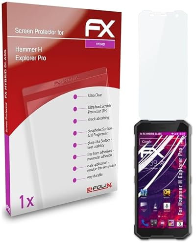 atFoliX Glasfolie kompatibel mit Hammer H Explorer Pro Panzerfolie, 9H Hybrid-Glass FX Schutzpanzer Folie