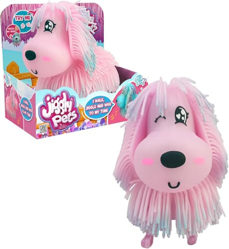 Jiggly Pets - Pup Rosa, Perrito Que Camina, Baila, se Agita al Ritmo de Música, Incluye Expresiones Faciales, Efectos de Sonido, Pelo Suave, Elástico, Niños de 4 años+, Famosa (JGG03100)