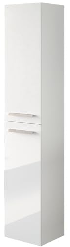 Miroytengo Aruba Colonne de salle de bain suspendue en mélamine Blanc brillant élégant et moderne 30 x 150 cm