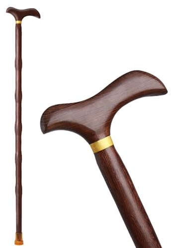 SKINCATE Holz Gehstock rutschfest Gehstütze 75cm 80cm 85cm 90cm Handgefertigt Braun Wanderstock Gehhilfen Für Ältere, Herren, Damen(Color:Brown,Size:75cm(30in))